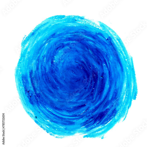Niebieska plama w kształcie koła - izolowany plik graficzny w formie karteczki, nalepki.