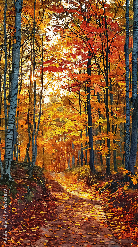 Fototapeta premium autumn forest in the morning