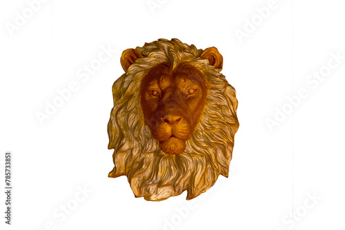 vintage head of lion stucco isolated on white background