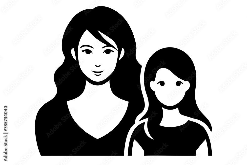 A mother and her daughter silhouette of vector illustration A mother and her daughter silhouette of vector illustration