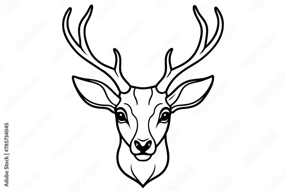 Head of deer line art vector illustration 