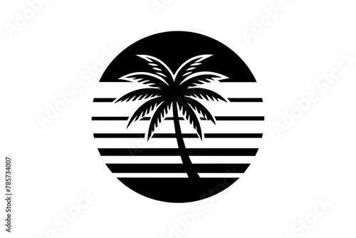 Retro vintage style sunset  palm tree   Adobe Illustrator illustration  16k  T - shirt design  T - shirt graphic  retro vintage style circle