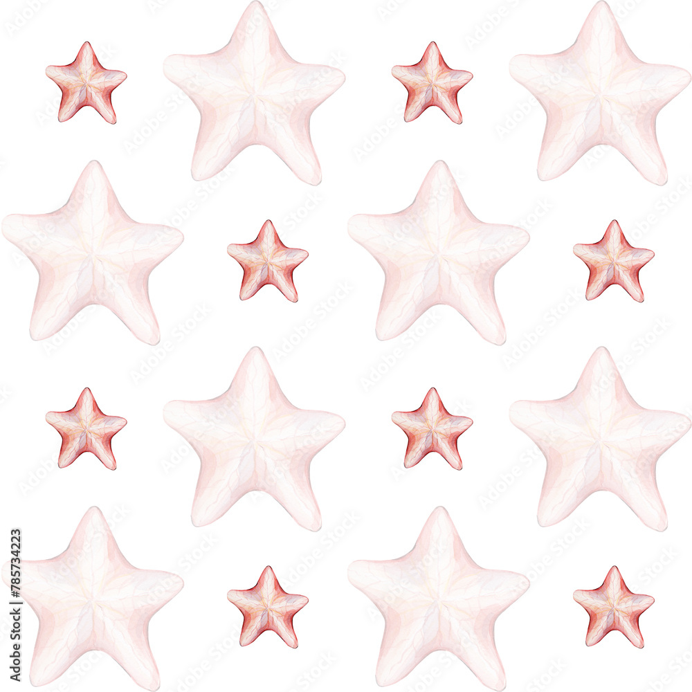 Seamless pattern with watercolor starfish Seamless pattern with watercolor starfish