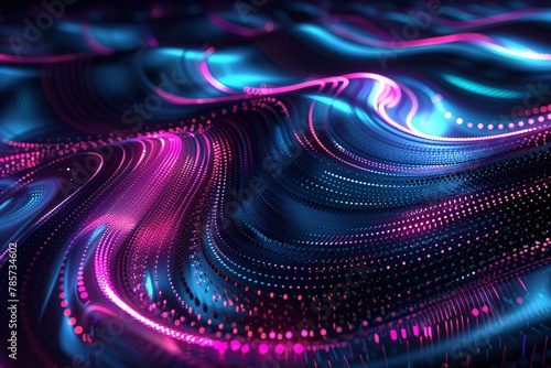 Abstract background with pulsating neon lights and futuristic shapes, invoking a sense of technological advancement