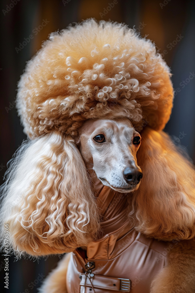 Elegant poodle in stylish outfit with luxurious hairdo. Generative AI image