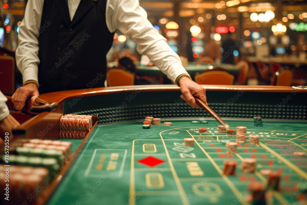 A man is playing a game of craps at a casino A man is playing a game of craps at a casino