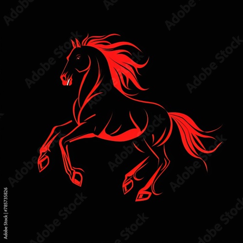 Spirited Stallion Logo in Fiery Red and Midnight Black Charges with Energy