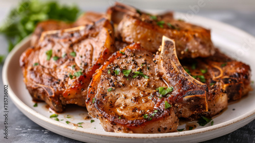 Savory grilled pork chops on plate