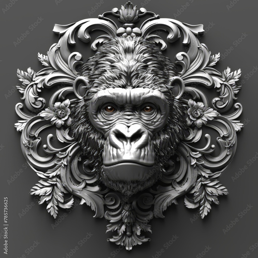 Regal Gorilla Emblem in Noble Graphite and Platinum Designs Showcases Leadership