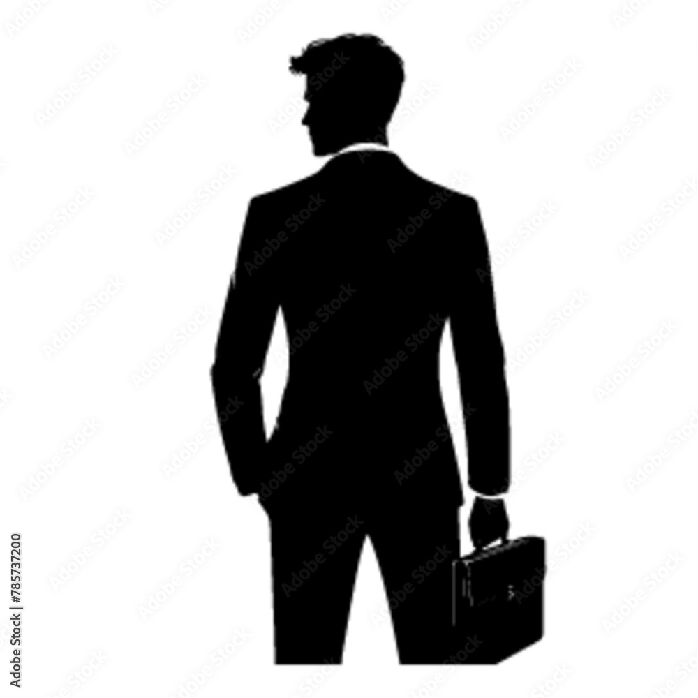 minimalist business man standing pose back view vector black color silhouette, Black color silhouette (6)