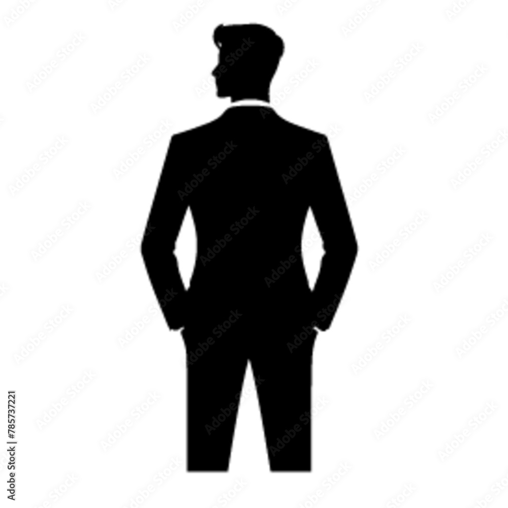 minimalist business man standing pose back view vector black color silhouette, Black color silhouette (7)