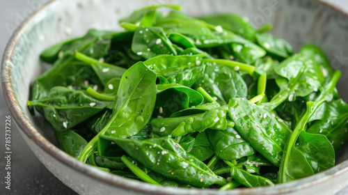 Fresh saut  ed chinese spinach in bowl