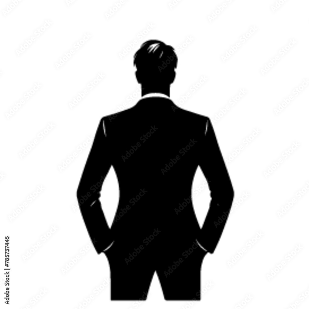 minimalist business man standing pose back view vector black color silhouette, Black color silhouette (40)