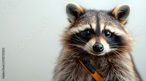 Curious Raccoon Portrait with Ample Space for Minimalist Elegance. Concept Wildlife Photography, Animal Portraits, Minimalist Aesthetic