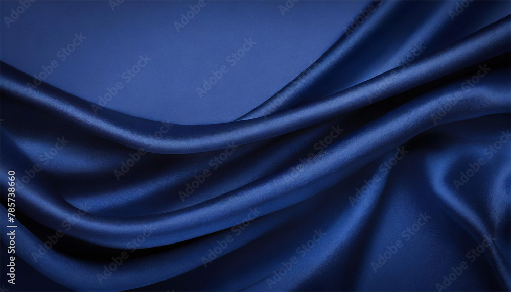 Fototapeta premium Abstract dark blue silk, navy blue, elegant background with space for design.