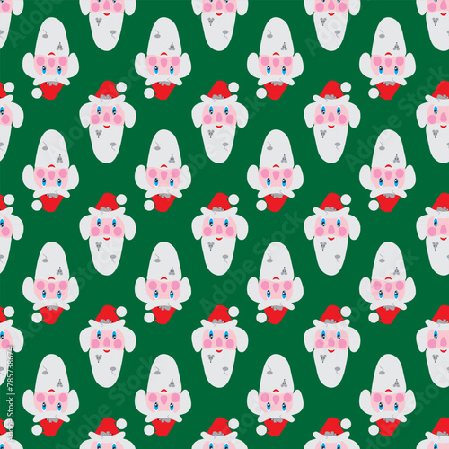 Santa Claus with mice in his beard. Seamless pattern. Vector illustration .