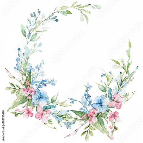 An AI generated illustration of a beautiful watercolor floral frame on a white background