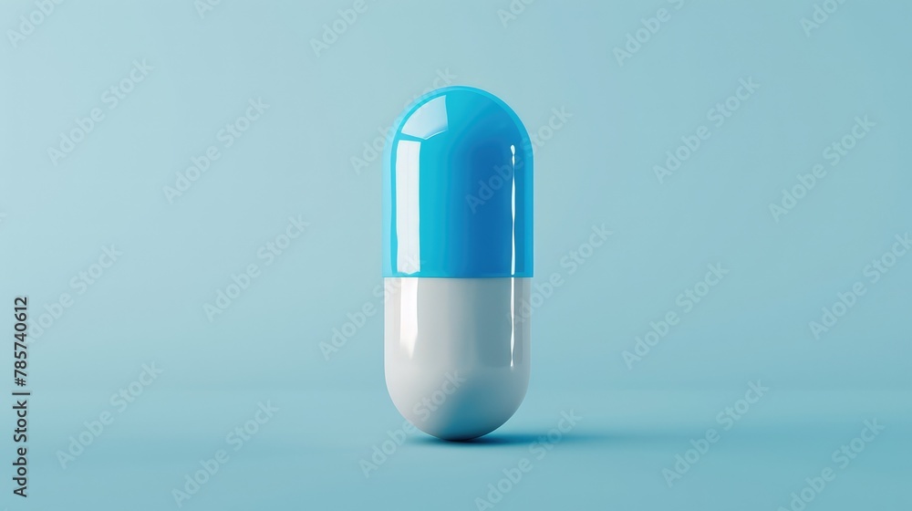 Blue and White Pharmaceutical Capsule Illustration Blue and White Pharmaceutical Capsule Illustration
