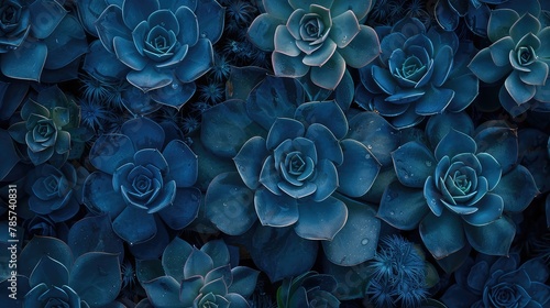 Detailed Macro Photography of Blue Succulent Plant Leaves, Showcasing Unique Textures and Patterns in Nature