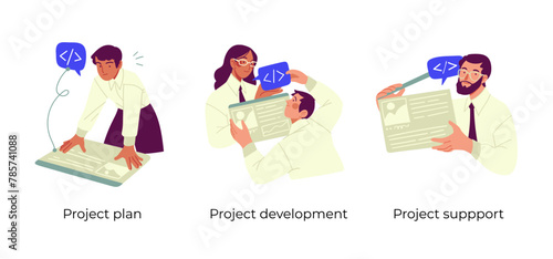 Project planning and strategy development- set of business concept illustrations. Visual stories collection
