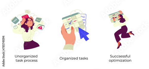 Productive Workflow Organization - set of business concept illustrations. Visual stories collection © stonepic