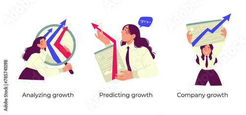 Successful business and growth strategy - set of business concept illustrations. Visual stories collection
