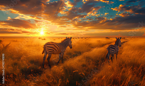 zebras in the savannah