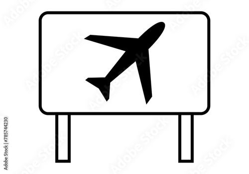 Icono negro de señal de aeropuerto en fondo blanco.