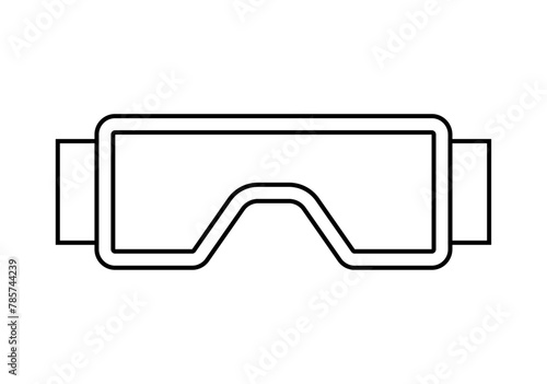 Icono negro gafas de buceo en fondo blanco.