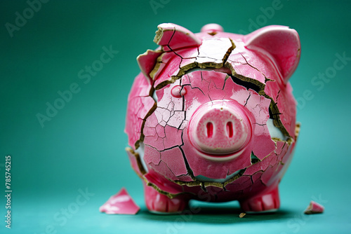 Cracked piggy bank as a symbol of the financial crisis