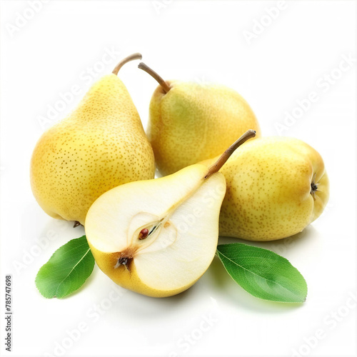 Fresh Cut and Juicy Pear on White Background. Generated by AI