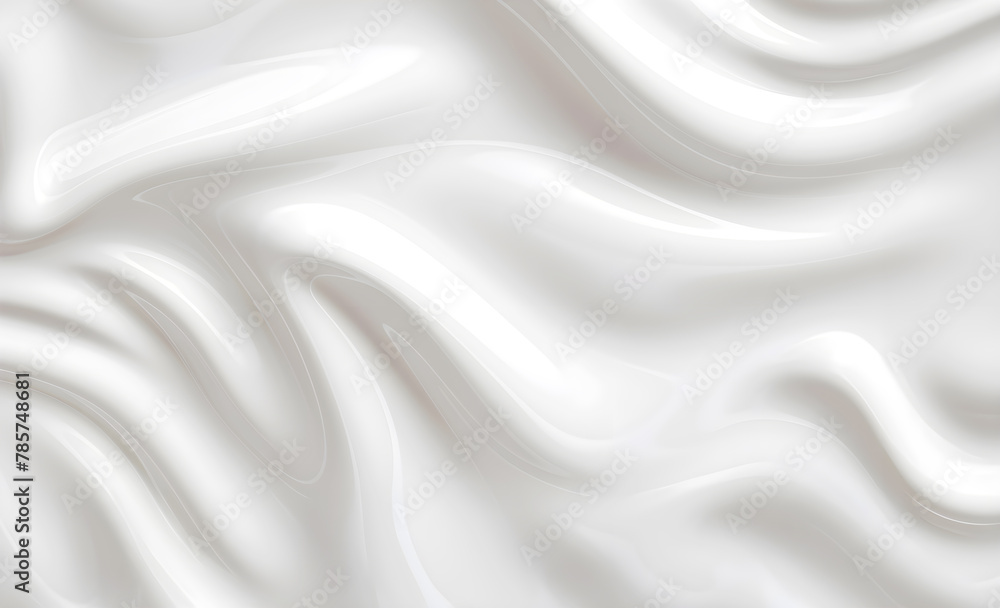 Silky white liquid waves with soft smooth texture, suggesting gentle motion. Milk or cream surface