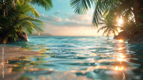 product background, beach with palm trees