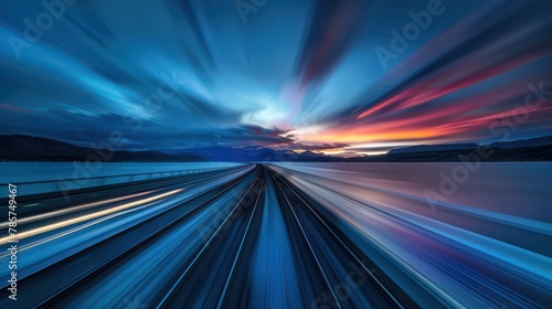 Abstract background with a speed motion effect, showcasing gradient speed lines on a landscape © Matthew