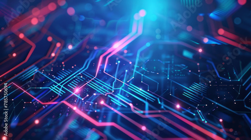 Wallpaper Mural Futuristic Technology with Glowing Neon Lights Torontodigital.ca