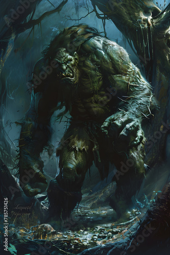Fearsome Ogre Figure in a Dark, Mythical Landscale: A Capture From Ogre Mythology © Pearl