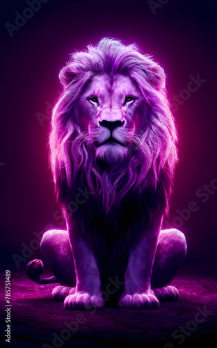 A Lion with neon effect