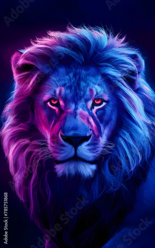 A Lion with neon effect