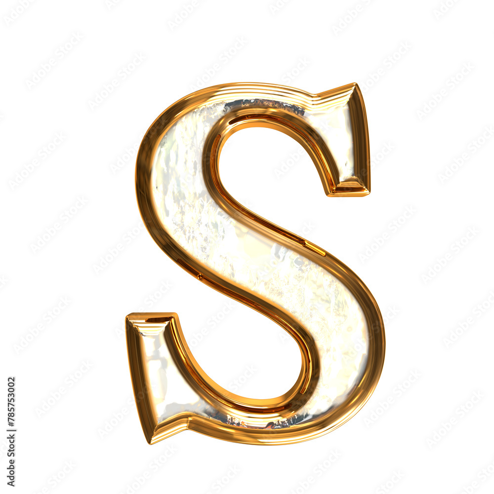 Ice symbol in a golden frame. letter s Ice symbol in a golden frame. letter s