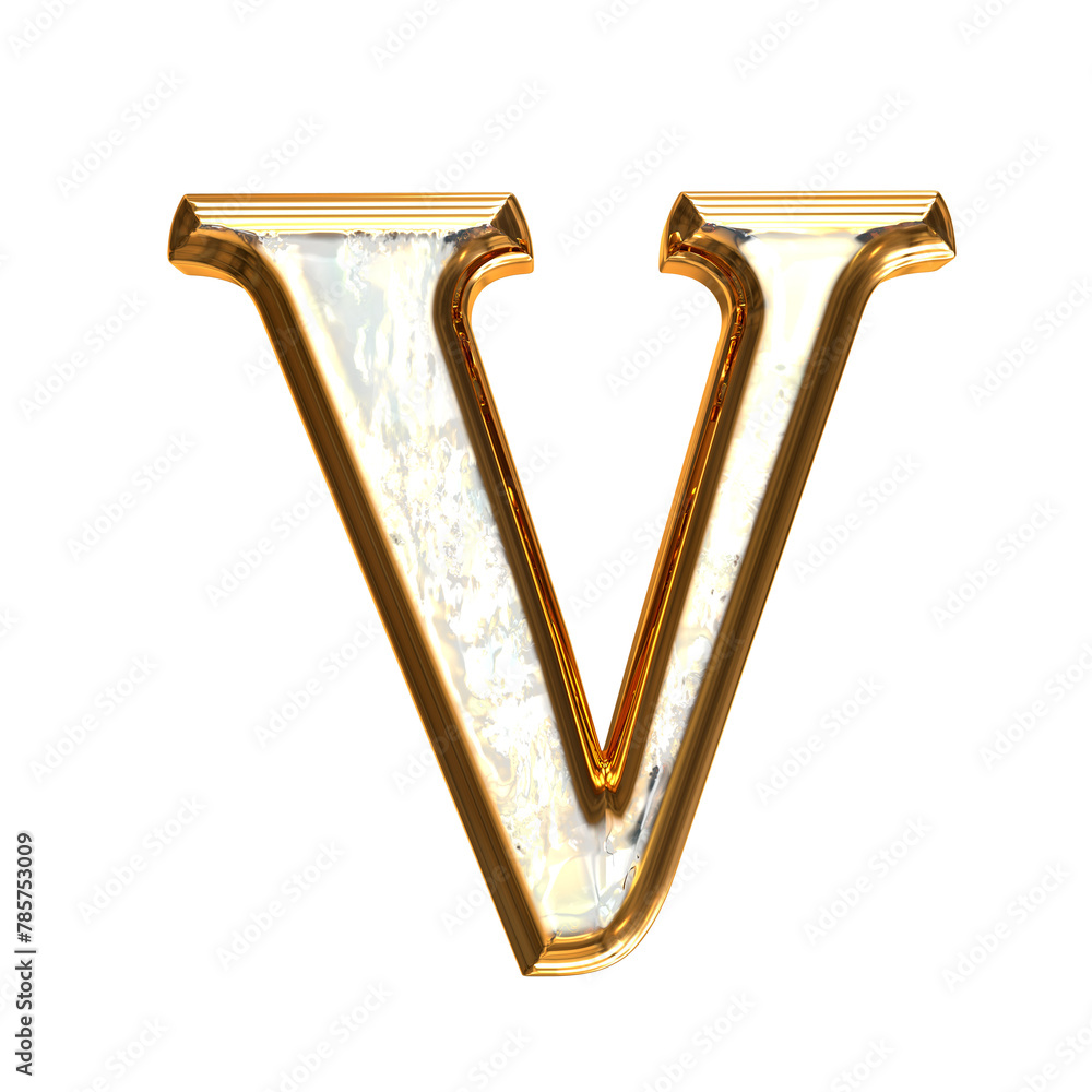 Ice symbol in a golden frame. letter v Ice symbol in a golden frame. letter v