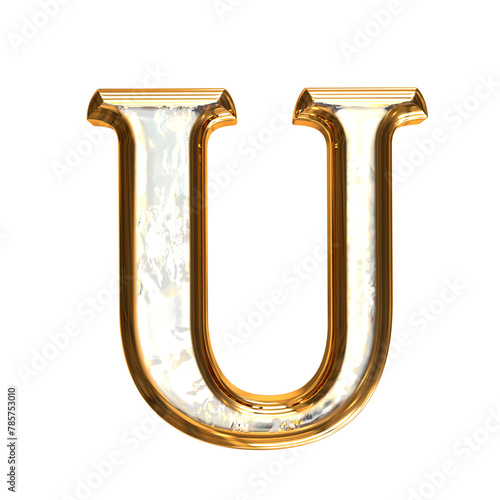 Ice symbol in a golden frame. letter u