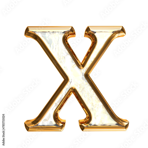 Ice symbol in a golden frame. letter x