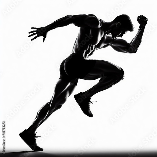 Young man running away isolated on a white background