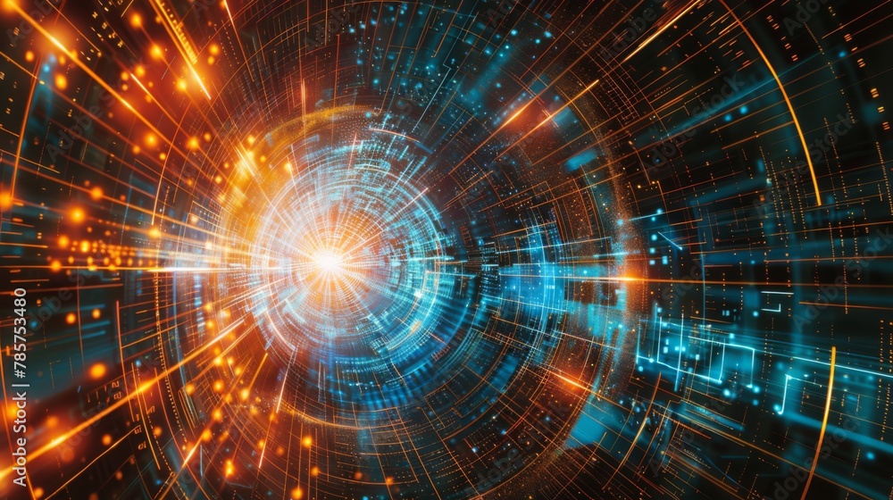 Abstract Data Tunnel With Glowing Lights Abstract Data Tunnel With Glowing Lights