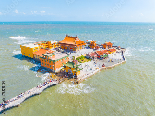 Aerial photography of Luojia Temple, Haitian Buddhist Kingdom, Shishi City, Quanzhou, Fujian, China photo