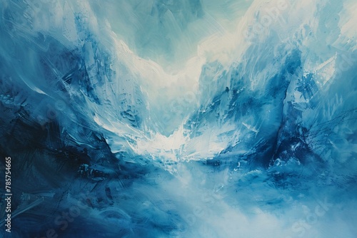 Lose yourself in an ethereal dreamscape where abstract shapes merge with icy landscapes photo