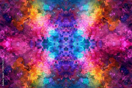 Psychedelic background with pulsating colors and kaleidoscopic patterns that create a mesmerizing effect