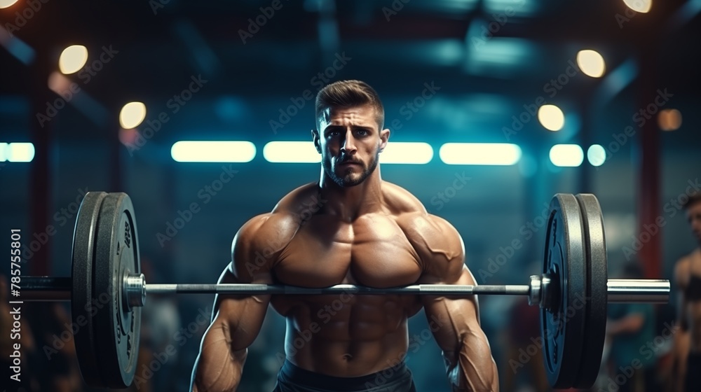 exercise and man with barbell in gym for fitness, strong muscle power or health. Bodybuilder, training and face of male athlete weightlifting for wellness. exercise and man with barbell in gym for fitness, strong muscle power or health. Bodybuilder, training and face of male athlete weightlifting for wellness.