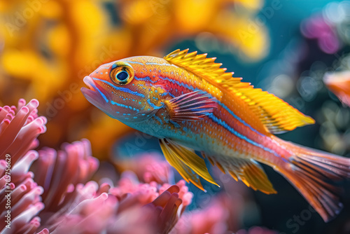 vibrant colorful fish swimming among beautiful coral reefs in underwater paradise