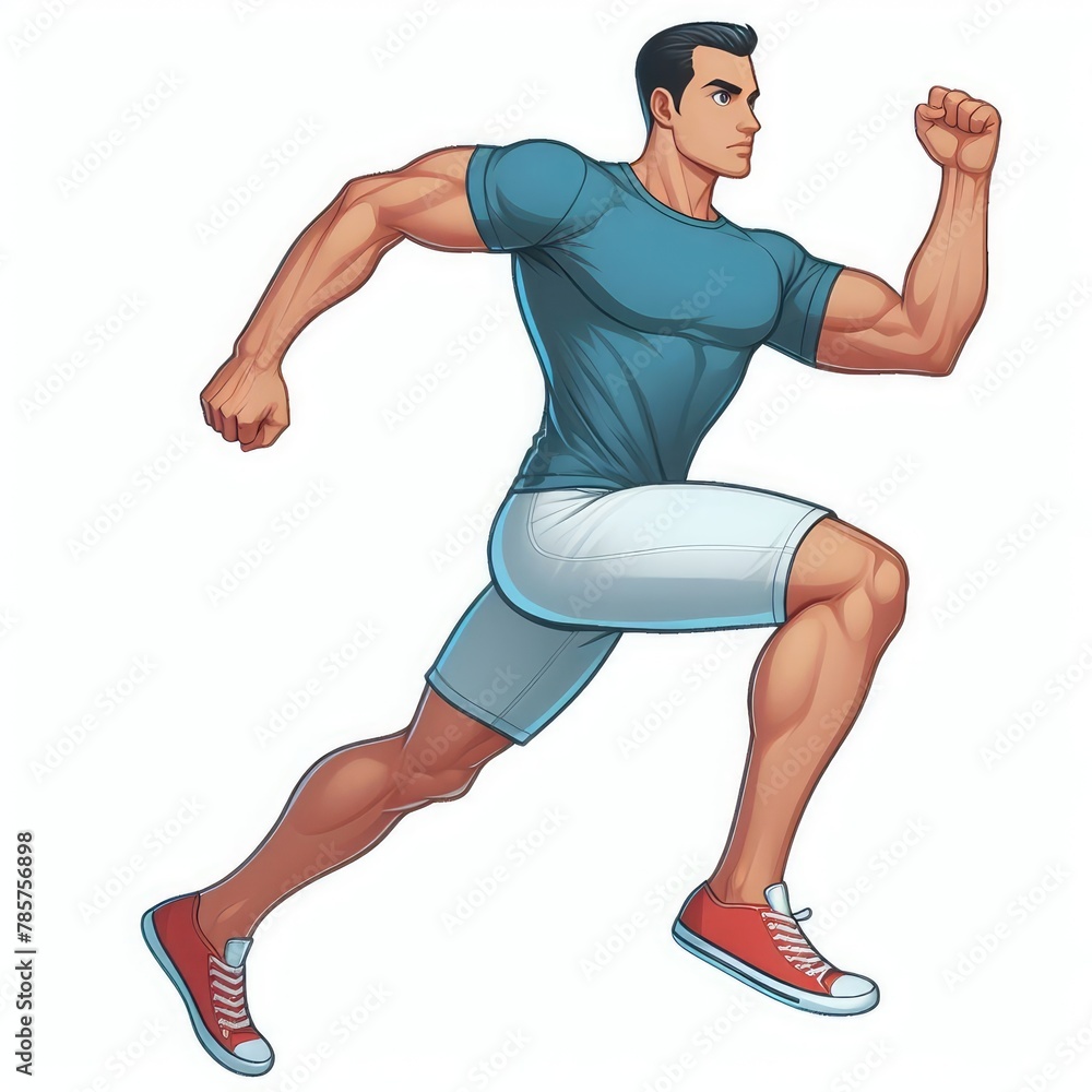 Young man running away isolated on a white background Young man running away isolated on a white background
